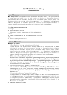 CCNM17-CN-106 Human Ethology