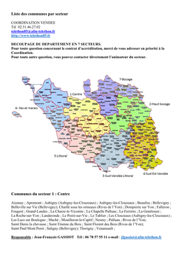 Liste Des Communes Par Secteur Communes Du Secteur 1 : Centre