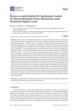 Review on Inlet/Outlet Oil Coordinated Control for Electro-Hydraulic Power Mechanism Under Sustained Negative Load