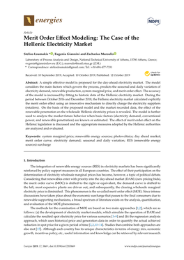 Merit Order Effect Modeling: the Case of the Hellenic Electricity Market