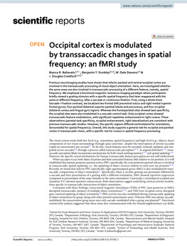 Occipital Cortex Is Modulated by Transsaccadic Changes in Spatial Frequency: an Fmri Study Bianca R