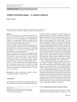 Airline Facebook Pages – a Content Analysis