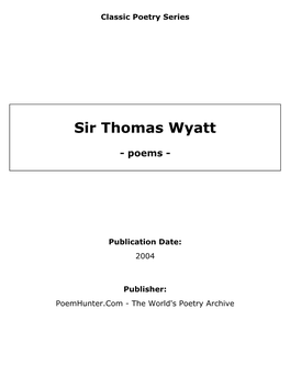 Sir Thomas Wyatt