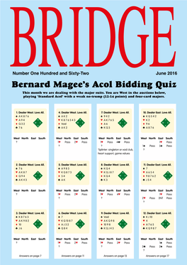 Bernard Magee's Acol Bidding Quiz