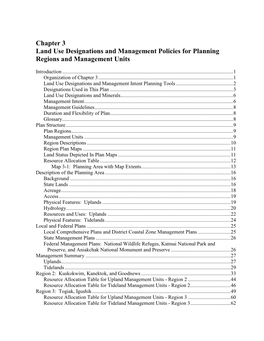 Chapter 3 Land Use Designations and Management Policies for Planning Regions and Management Units