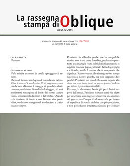 La Rassegna Stampa Dioblique Agosto 2015