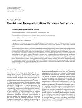 Chemistry and Biological Activities of Flavonoids: an Overview