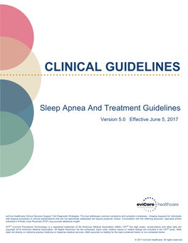 Sleep Apnea and Treatment Guidelines Version 5.0 Effective June 5, 2017