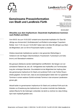 Dezentrale Impfstationen Kommen Nach Roßtal Und Stein