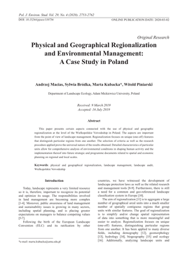 Physical and Geographical Regionalization and Environmental Management: a Case Study in Poland