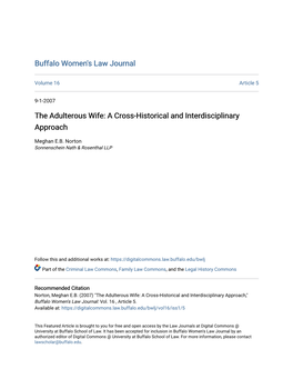 The Adulterous Wife: a Cross-Historical and Interdisciplinary Approach