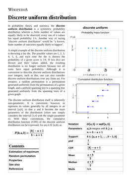 Discrete Uniform Distribution