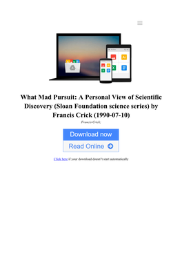 [Ebook]⋙: What Mad Pursuit: a Personal View of Scientific Discovery