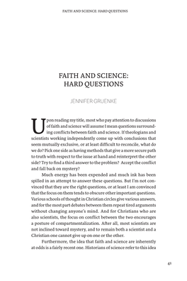 Faith and Science: Hard Questions