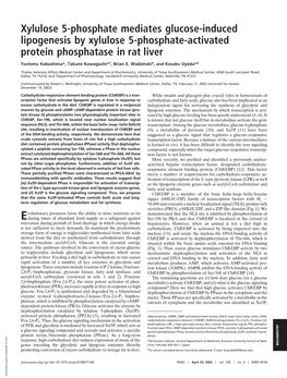 Xylulose 5-Phosphate Mediates Glucose-Induced Lipogenesis by Xylulose 5-Phosphate-Activated Protein Phosphatase in Rat Liver