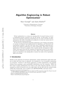 Algorithm Engineering in Robust Optimization Arxiv:1505.04901V3