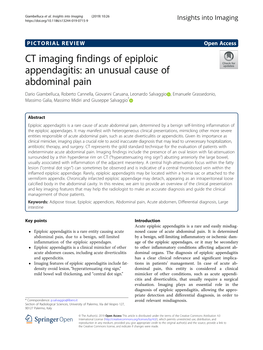 CT Imaging Findings of Epiploic Appendagitis: an Unusual Cause Of