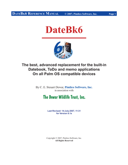 DATEBK6 REFERENCE MANUAL © 2007, Pimlico Software, Inc