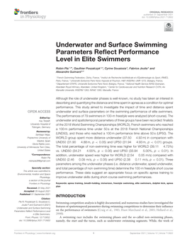 Underwater and Surface Swimming Parameters Reflect Performance