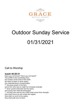 Outdoor Sunday Service 01/31/2021