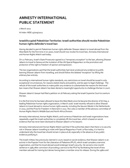 Amnesty International Public Statement