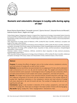 Numeric and Volumetric Changes in Leydig Cells During Aging of Rats1