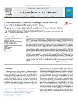 Farmer Field School and Farmer Knowledge Acquisition in Rice