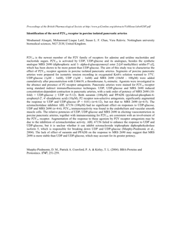 Identification of the Novel P2Y14 Receptor in Porcine Isolated Pancreatic Arteries