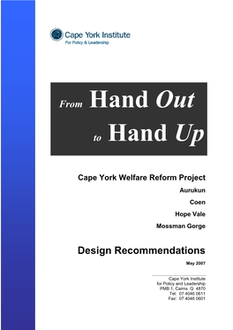 From Hand out to Hand Up, and the Final Report Due in September 2007