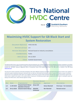 Maximising HVDC Support for GB Black Start and System Restoration