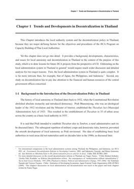 Chapter 1 Trends Trends and Developments in Decentralization in Thailand