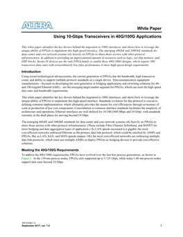 Using 10-Gbps Transceivers in 40G/100G Applications