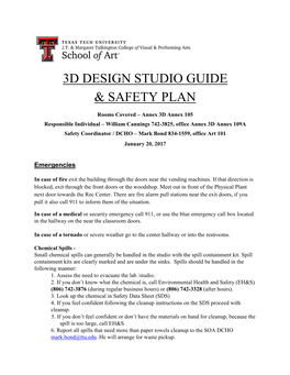 3D Design Studio Guide & Safety Plan