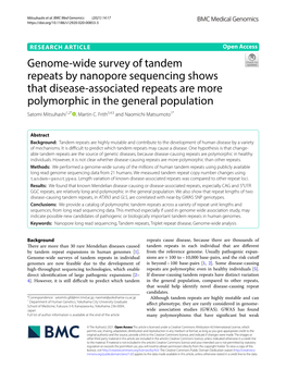 Genome-Wide Survey of Tandem Repeats by Nanopore Sequencing Shows That Disease-Associated Repeats Are More Polymorphic in the Ge