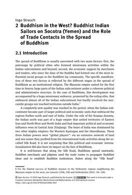 2 Buddhism in the West? Buddhist Indian Sailors on Socotra (Yemen) and the Role of Trade Contacts in the Spread of Buddhism