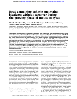 Rec8-Containing Cohesin Maintains Bivalents Without Turnover During the Growing Phase of Mouse Oocytes