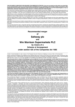 Safeway Plc Wm Morrison Supermarkets