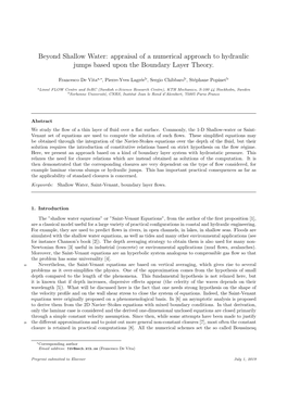 Beyond Shallow Water: Appraisal of a Numerical Approach to Hydraulic Jumps Based Upon the Boundary Layer Theory