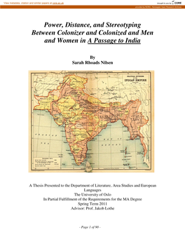 Power, Distance, and Stereotyping Between Colonizer and Colonized and Men and Women in a Passage to India