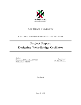 Project Report Designing Wein-Bridge Oscillator