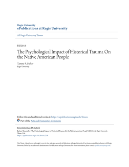 The Psychological Impact of Historical Trauma on the Native American People