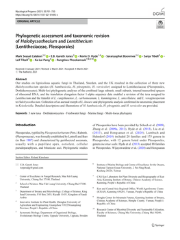 Phylogenetic Assessment and Taxonomic Revision of Halobyssothecium and Lentithecium (Lentitheciaceae, Pleosporales)