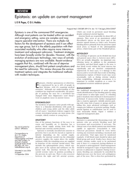 Epistaxis: an Update on Current Management L E R Pope, C G L Hobbs