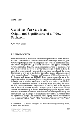 Canine Parvovirus Origin and Significance of a "New" Pathogen