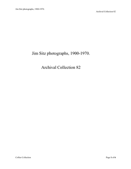 Jim Sitz Photographs, 1900-1970. Archival Collection 82