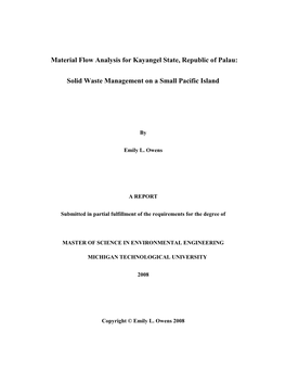 Material Flow Analysis for Kayangel State, Republic of Palau: Solid