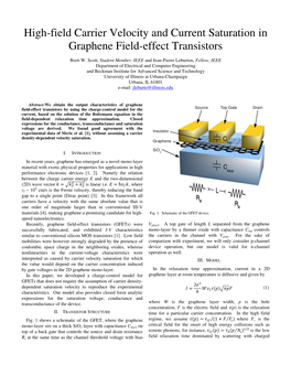 High-Field Carrier Velocity and Current Saturation in Graphene Field-Effect Transistors