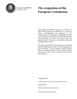 Resignation of the European Commission