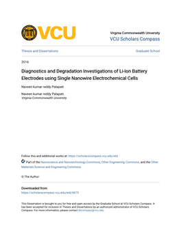 Diagnostics and Degradation Investigations of Li-Ion Battery Electrodes Using Single Nanowire Electrochemical Cells