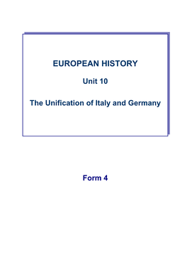 The Unification of Italy and Germany